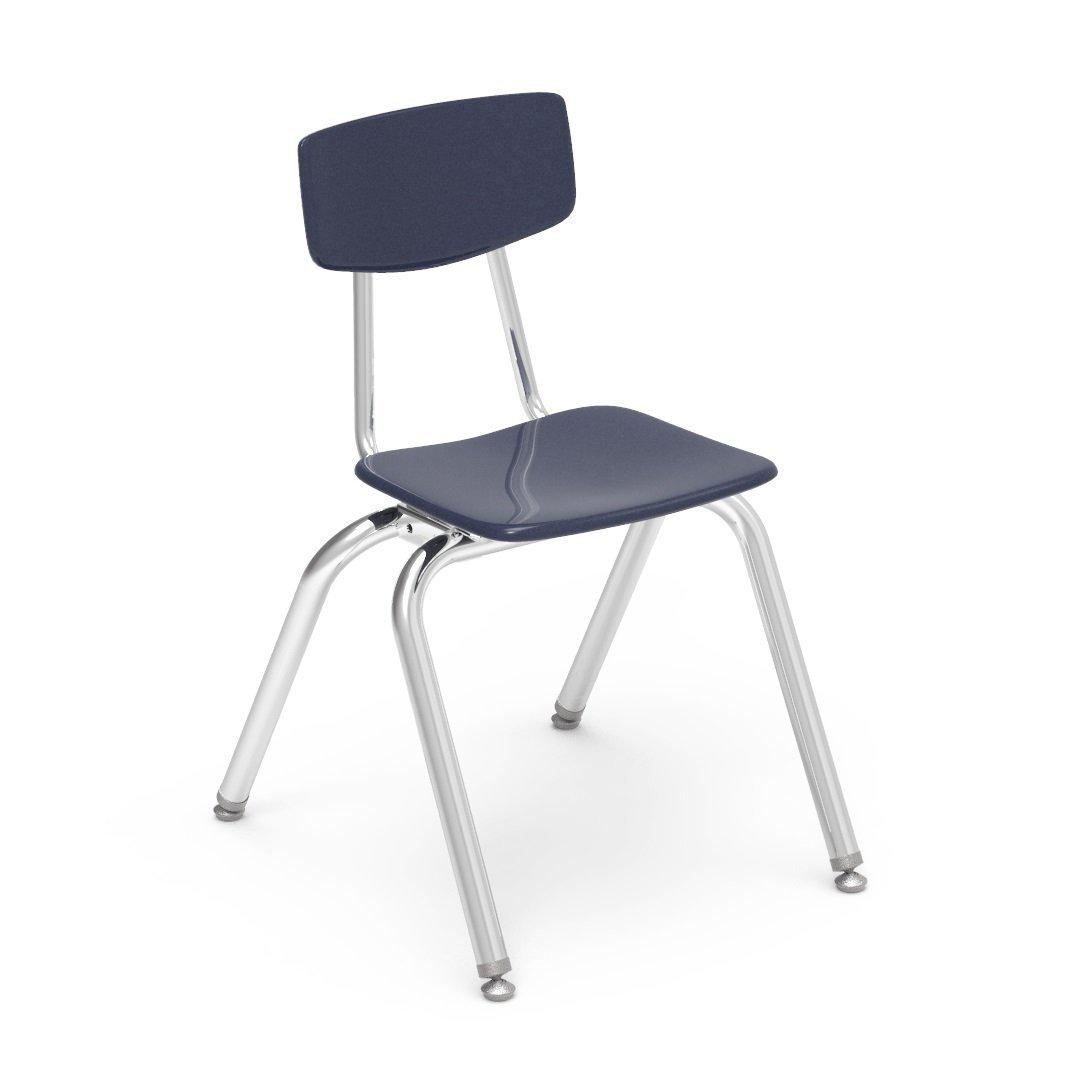 3000 Series Solid Hard Plastic 4-Leg Stack Chairs-Chairs-16"-Navy-