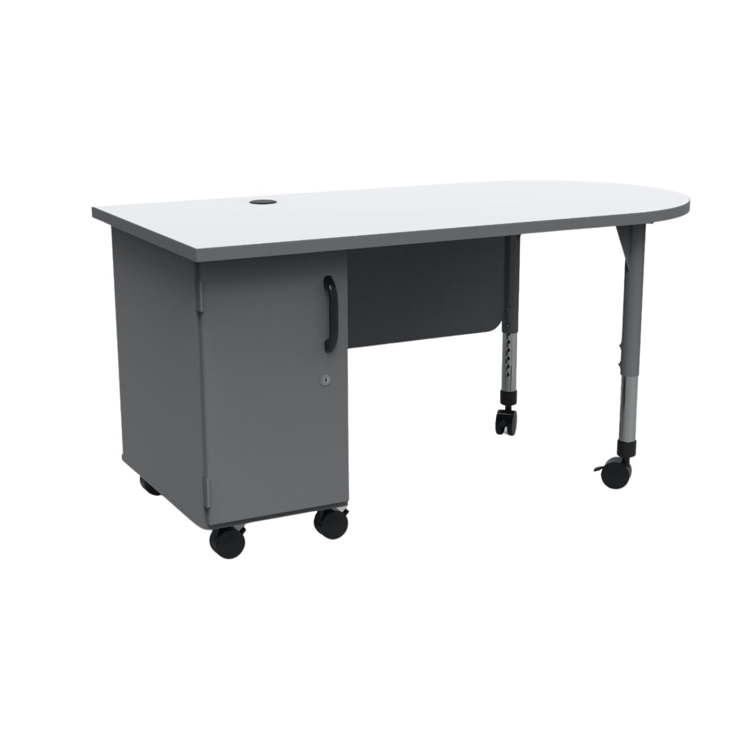 Single Cabinet Mobile Teacher's Desk, Left Side Cabinet
