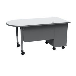 Single Cabinet Mobile Teacher's Desk, Left Side Cabinet