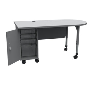 Single Cabinet Mobile Teacher's Desk, Left Side Cabinet