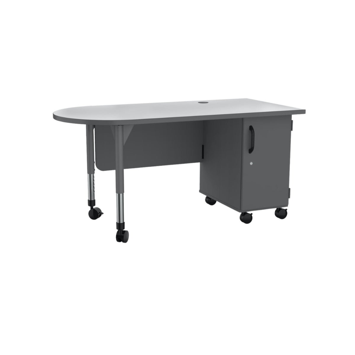 Single Cabinet Mobile Teacher's Desk, Right Side Cabinet