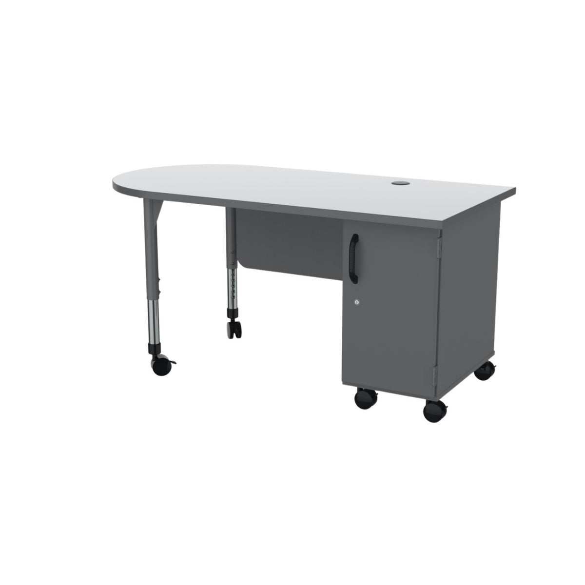 Single Cabinet Mobile Teacher's Desk, Right Side Cabinet