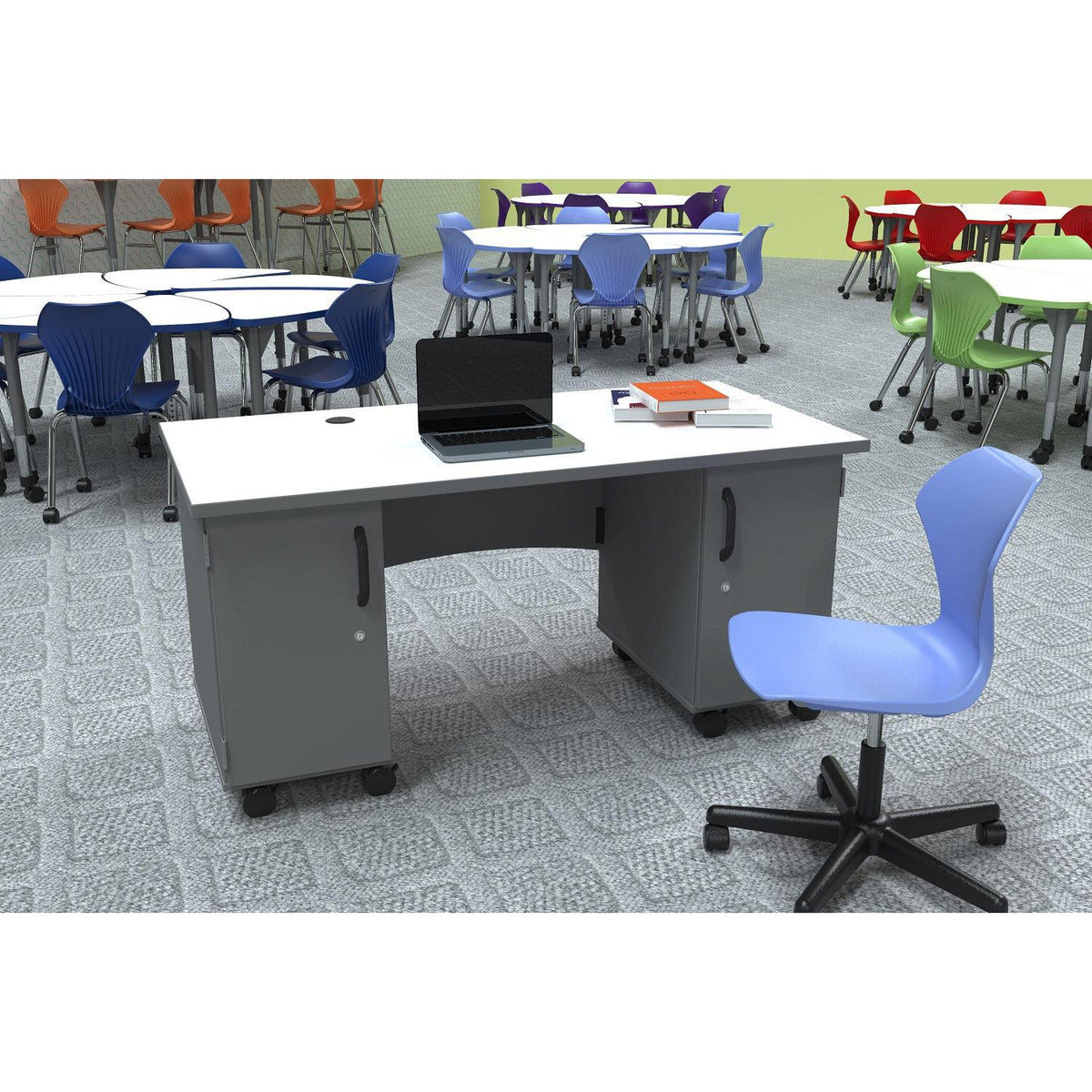 Double Cabinet Mobile Teacher's Desk