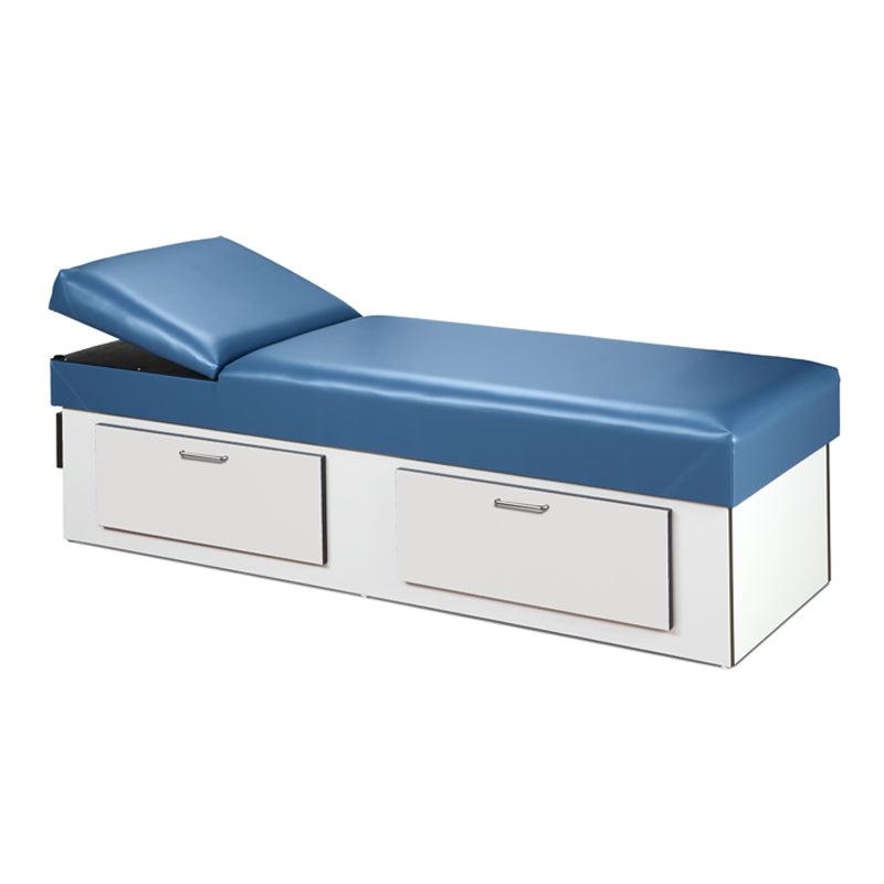Upholstered Apron Recovery Couch with Double Drawer Storage, Adjustable Pillow Wedge Headrest
