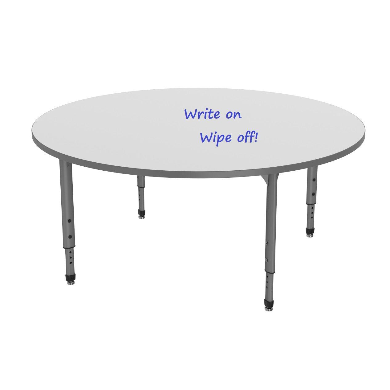 Apex Adjustable Height Collaborative Student Table with White Dry Erase Markerboard Top, 60" Round
