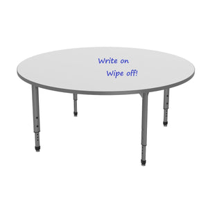 Apex Adjustable Height Collaborative Student Table with Dry Erase Laminate Markerboard Top, 60" Round