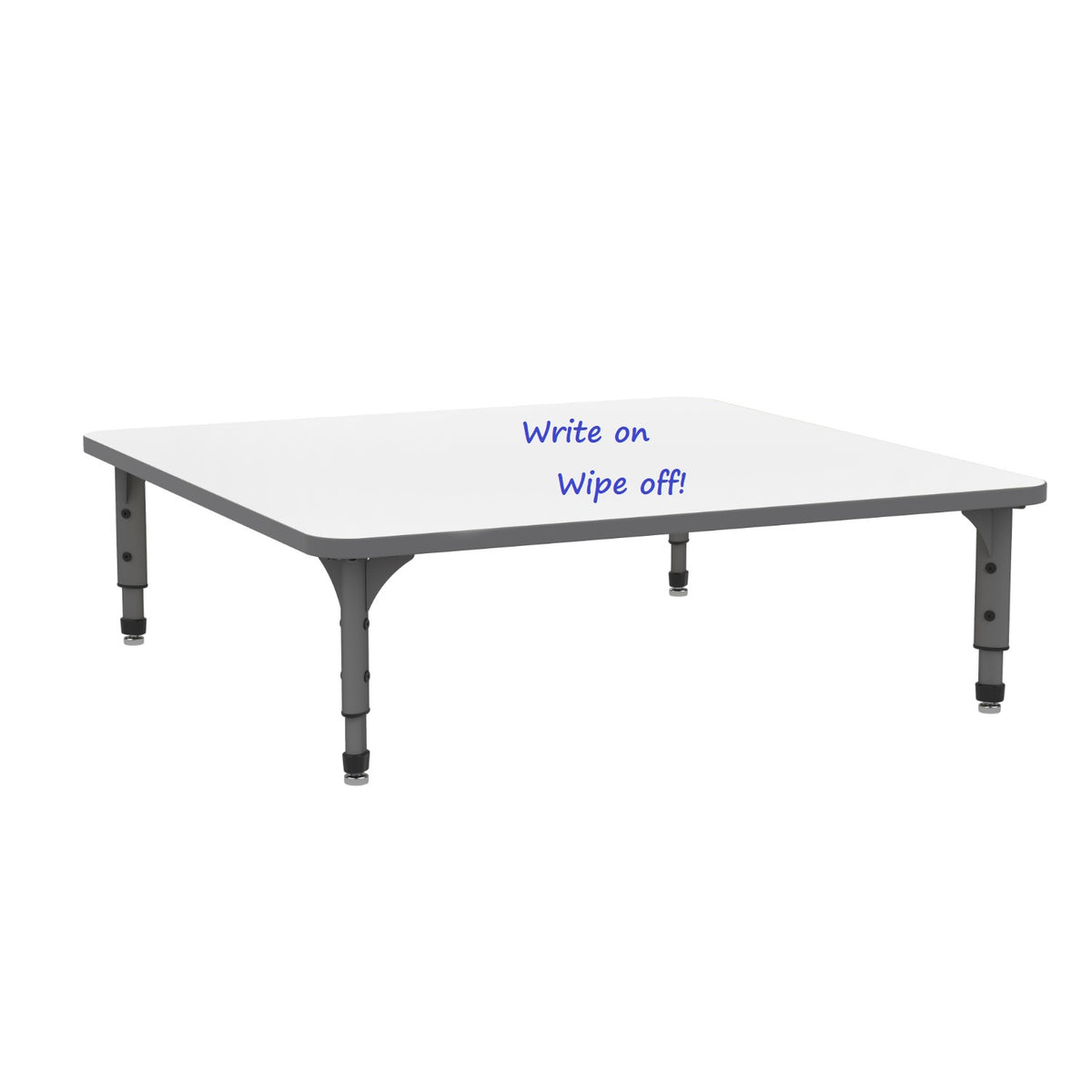 Adjustable Height Floor Activity Table with Dry-Erase Laminate Markerboard Top, 48" Square