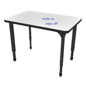 Apex White Dry Erase Classroom Desk and Chair Package, 24 Rectangle Collaborative Student Desks, 24" x 36", with 24 Apex Stack Chairs