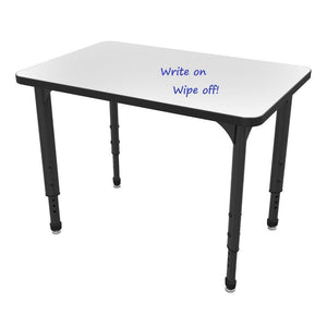 Apex White Dry Erase Classroom Desk and Chair Package, 8 Rectangle Collaborative Student Desks, 24" x 36", with 8 Apex Stack Chairs