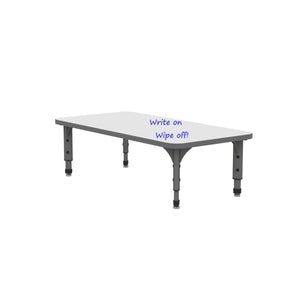 Adjustable Height Floor Activity Table with White Dry-Erase Markerboard Top, 24" x 48" Rectangle