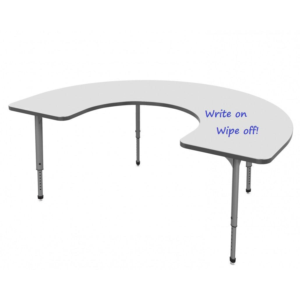 Apex Adjustable Height Collaborative Student Table with White Dry Erase Markerboard Top, 48" x 72" Horseshoe