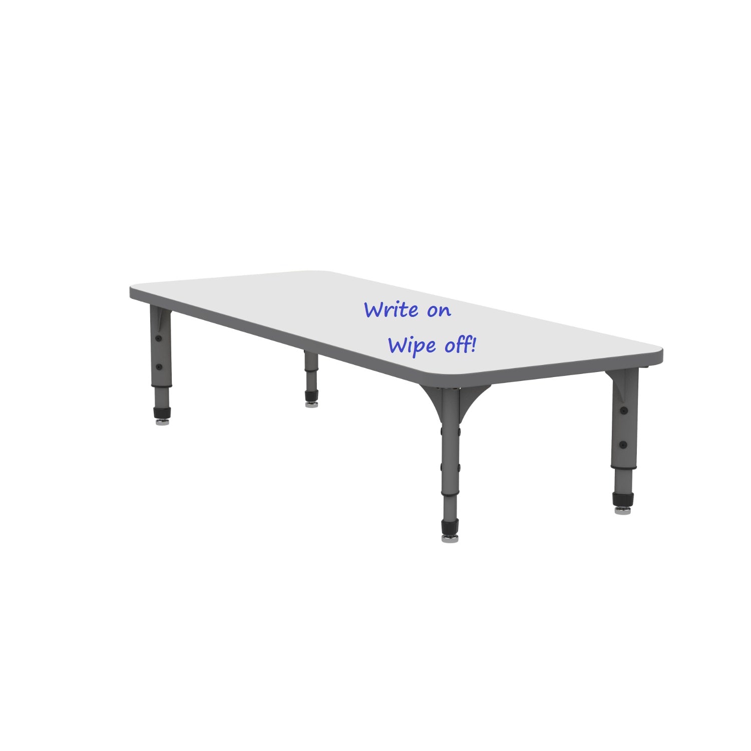Adjustable Height Floor Activity Table with Dry-Erase Laminate Markerboard Top, 24" x 60" Rectangle