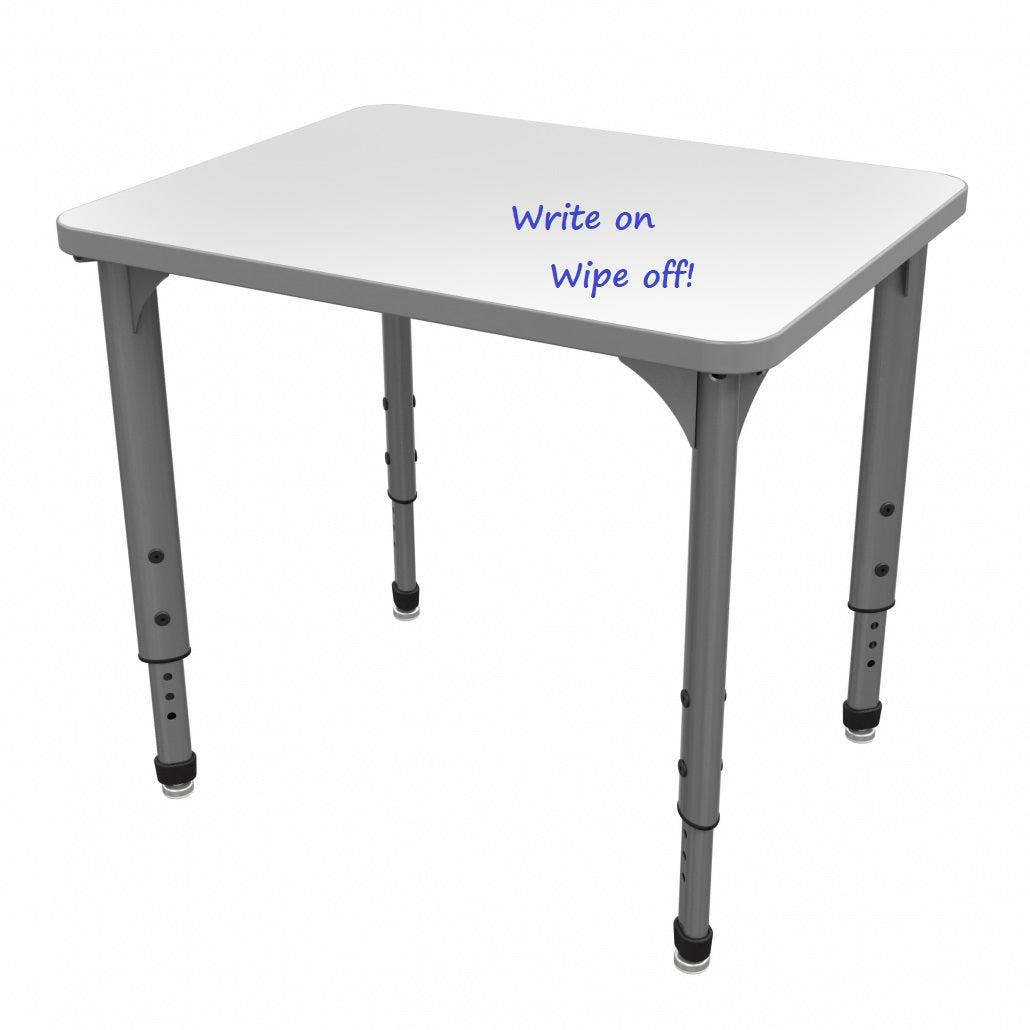 Apex Adjustable Height Collaborative Student Desk with White Dry Erase Markerboard Top, 24" x 30" Rectangle