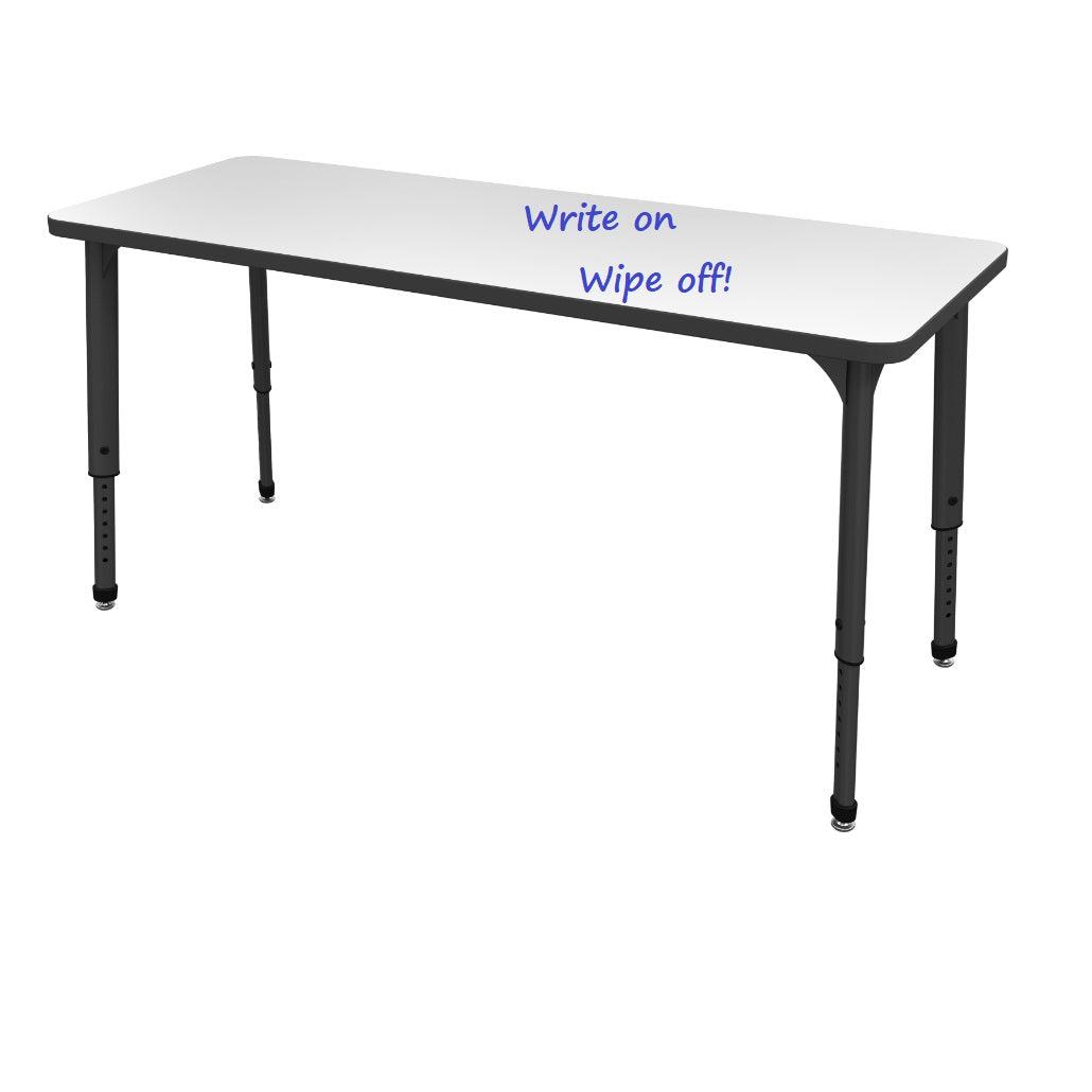 Apex Adjustable Height Collaborative Student Table with Dry Erase Laminate Markerboard Top, 24" x 72" Rectangle