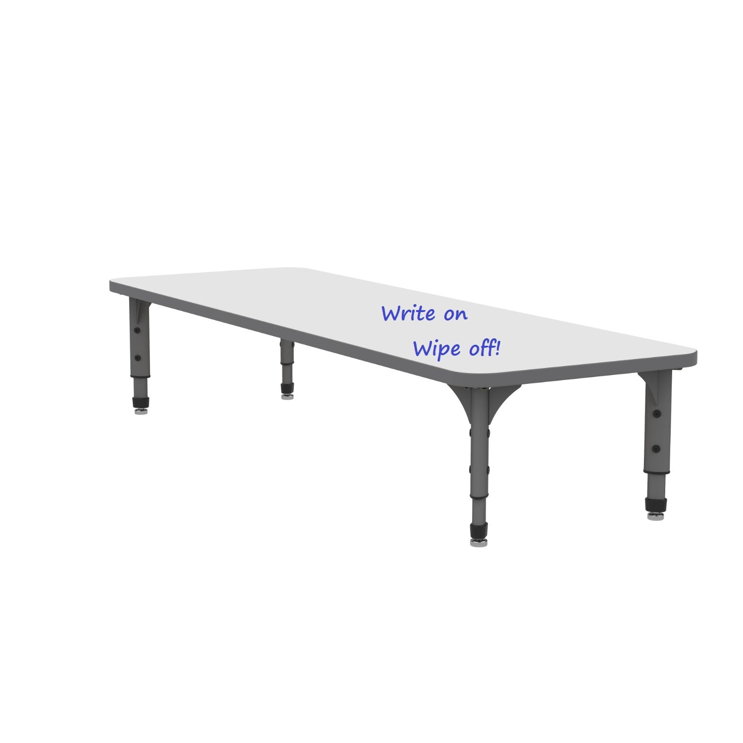Adjustable Height Floor Activity Table with White Dry-Erase Markerboard Top, 24" x 72" Rectangle