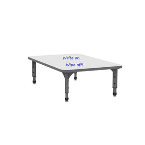 Adjustable Height Floor Activity Table with White Dry-Erase Markerboard Top, 30" x 48" Rectangle