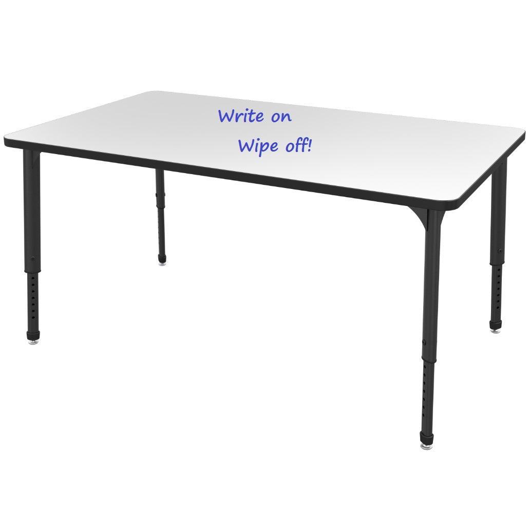 Apex Adjustable Height Collaborative Student Table with Dry Erase Laminate Markerboard Top, 30" x 60" Rectangle