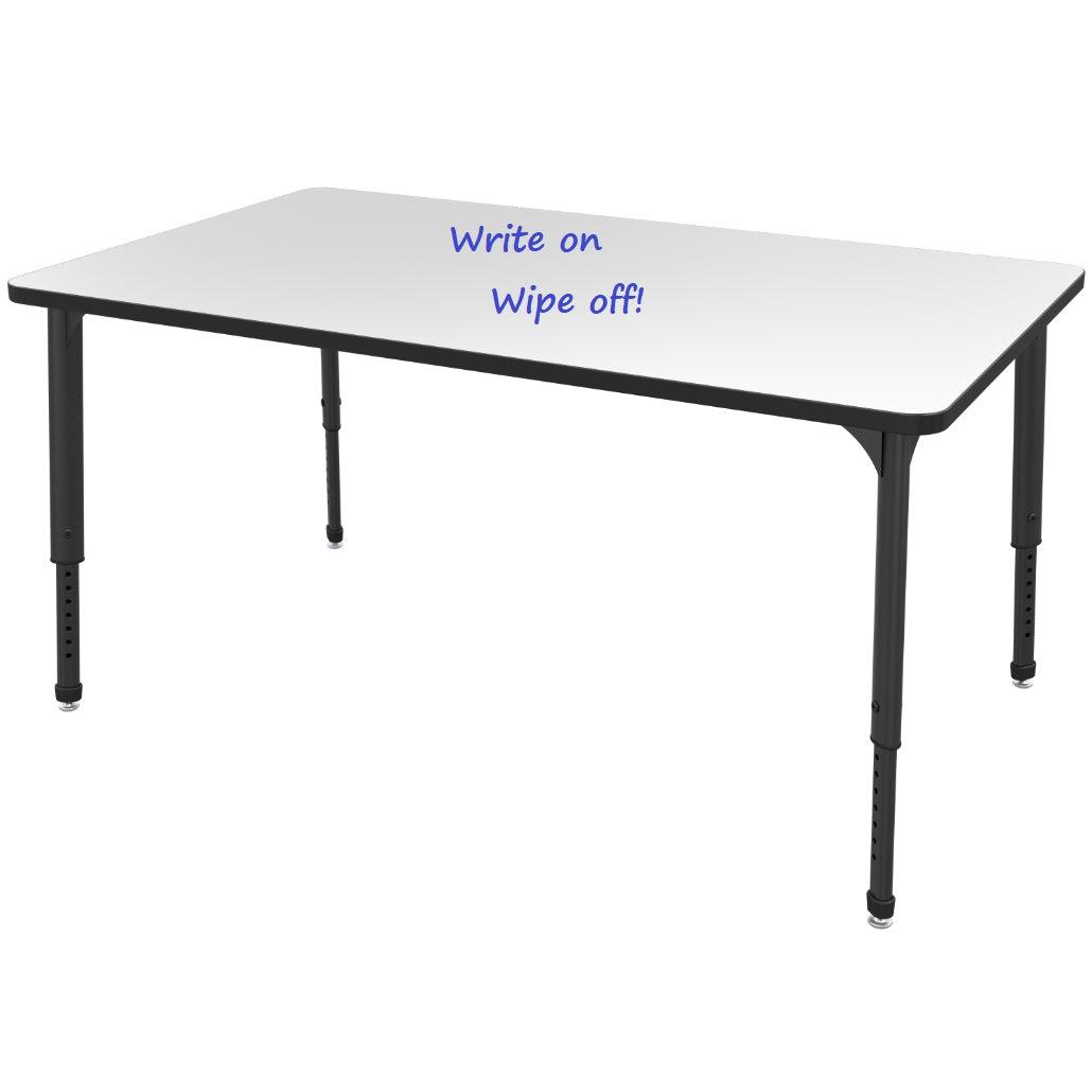 Apex Adjustable Height Collaborative Student Table with White Dry Erase Markerboard Top, 30" x 60" Rectangle