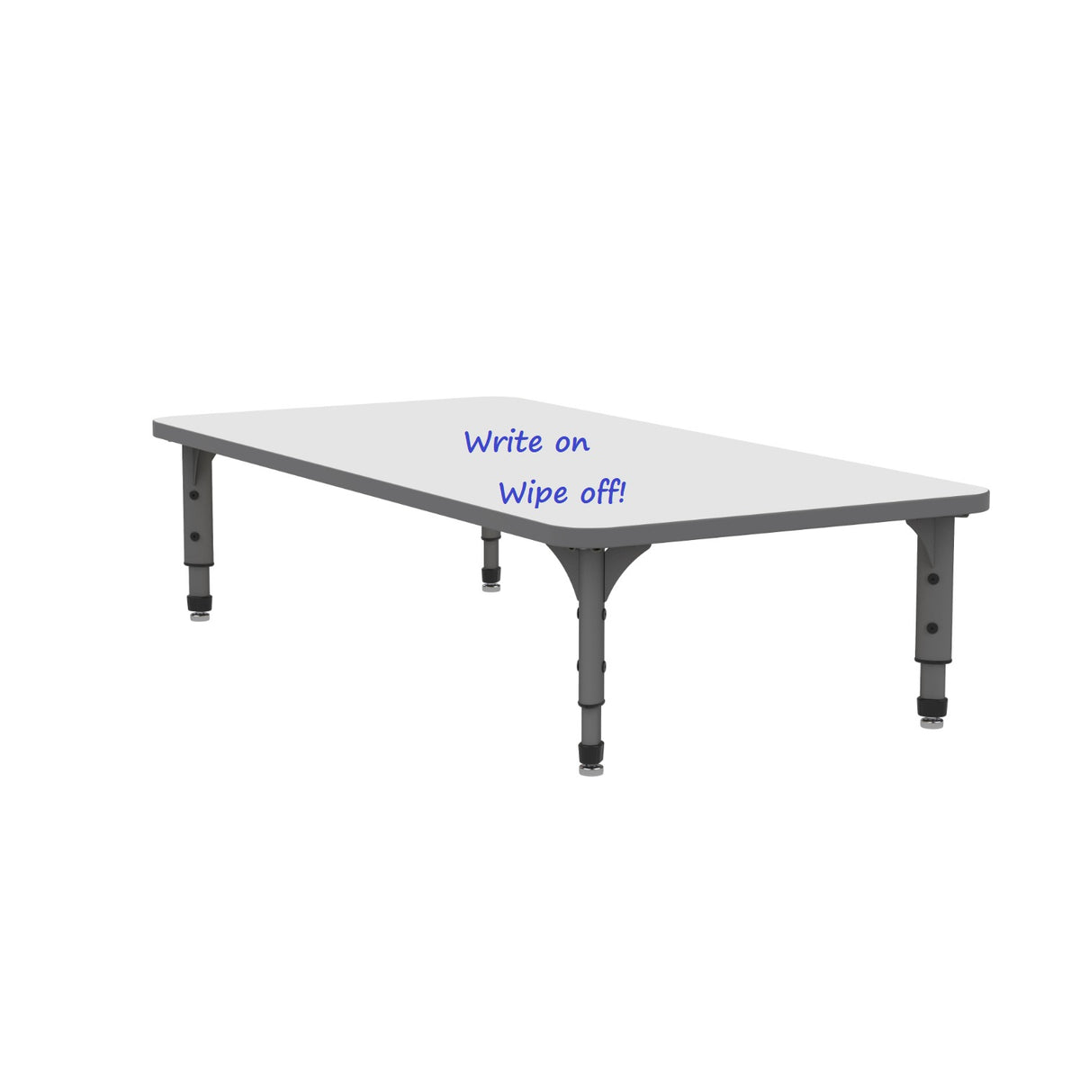 Adjustable Height Floor Activity Table with Dry-Erase Laminate Markerboard Top, 30" x 60" Rectangle