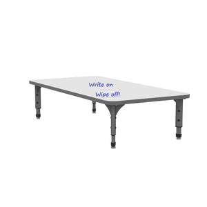 Adjustable Height Floor Activity Table with White Dry-Erase Markerboard Top, 30" x 60" Rectangle