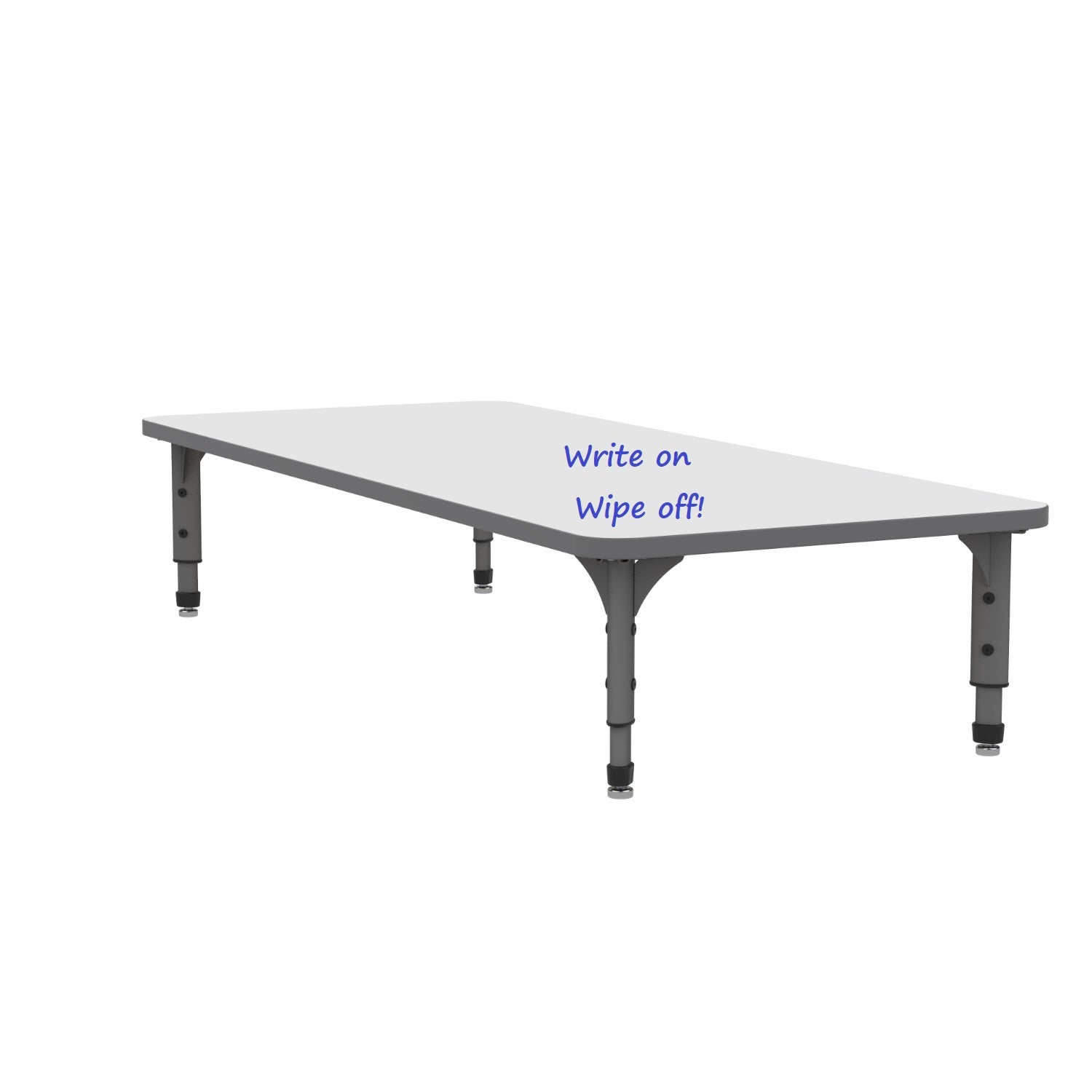 Adjustable Height Floor Activity Table with White Dry-Erase Markerboard Top, 30" x 72" Rectangle