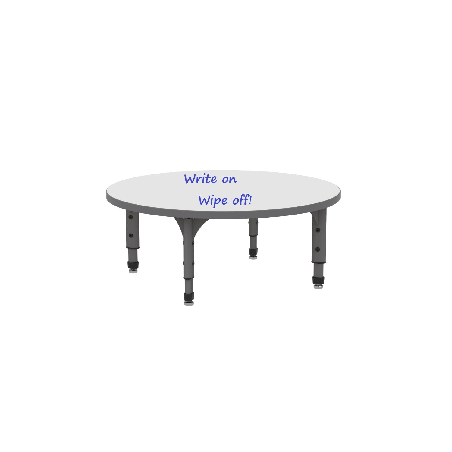 Adjustable Height Floor Activity Table with White Dry-Erase Markerboard Top, 36" Round