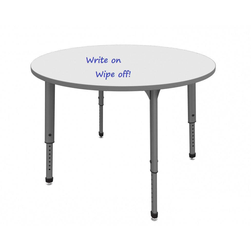 Apex Adjustable Height Collaborative Student Table with Dry Erase Laminate Markerboard Top, 36" Round