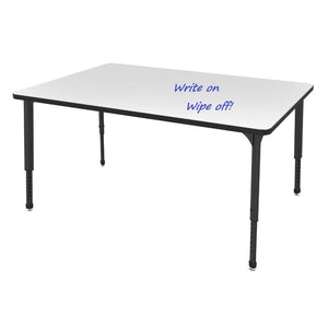 Apex Adjustable Height Collaborative Student Table with Dry Erase Laminate Markerboard Top, 36" x 60" Rectangle