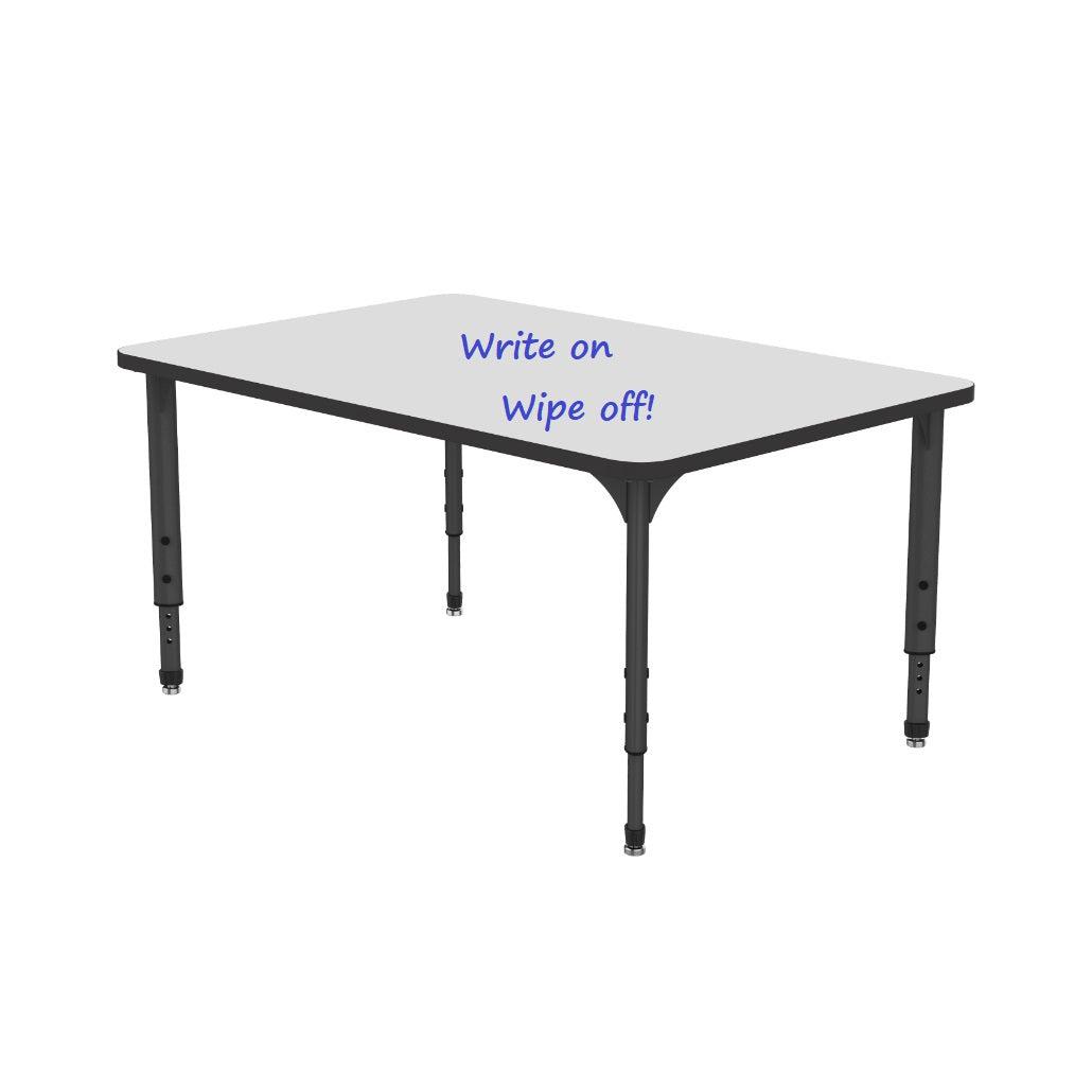 Apex Adjustable Height Collaborative Student Table with White Dry Erase Markerboard Top, 36" x 54" Rectangle