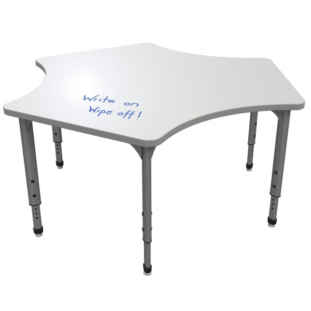 Apex Adjustable Height Collaborative Student Table with Dry Erase Laminate Markerboard Top, 60" Delta