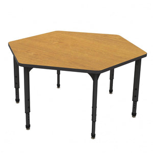 Apex Adjustable Height Collaborative Student Table, 54.5" x 48" Hexagon