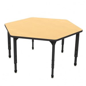 Apex Adjustable Height Collaborative Student Table, 54.5" x 48" Hexagon