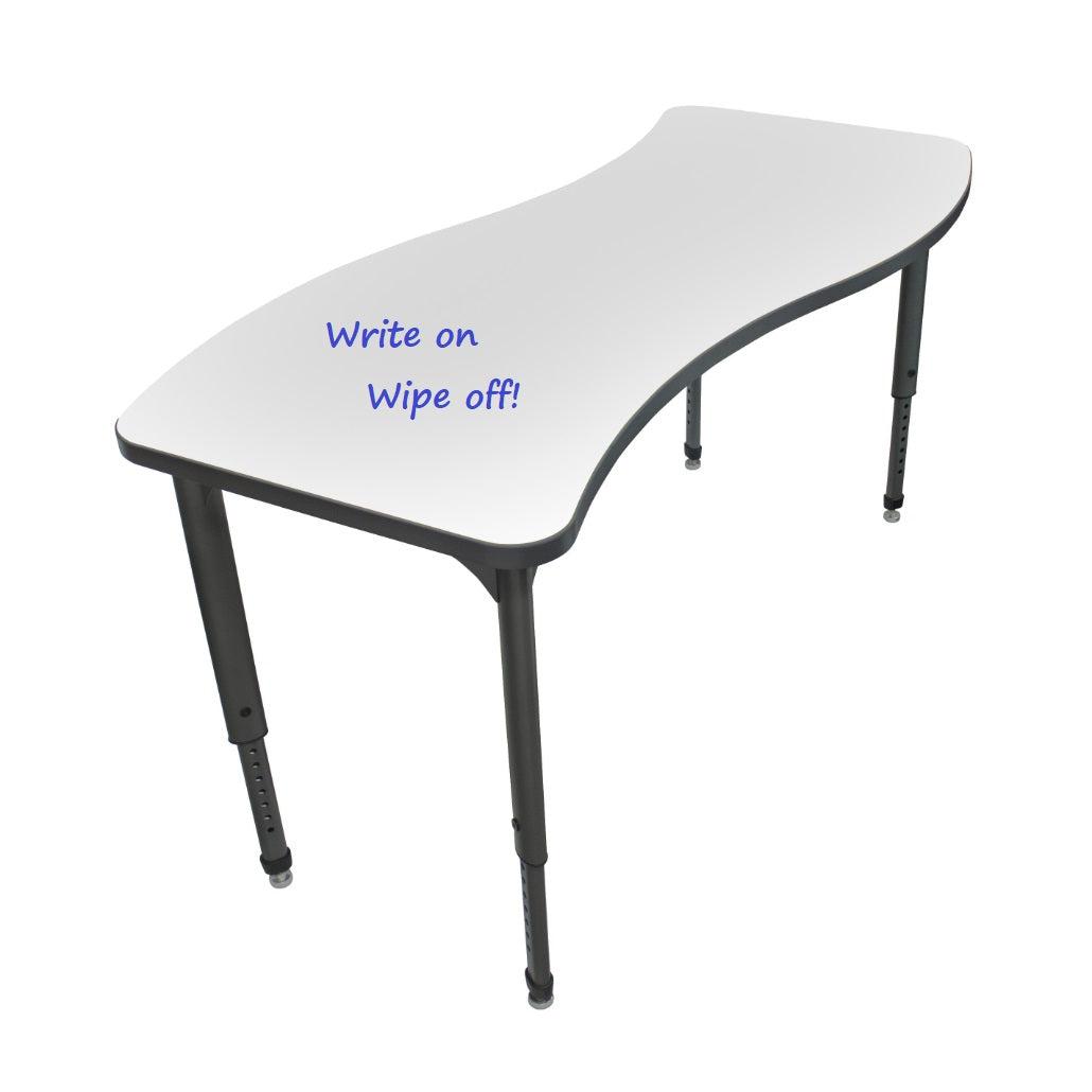 Apex Adjustable Height Collaborative Student Table with Dry Erase Laminate Markerboard Top, 24" x 60" Wave