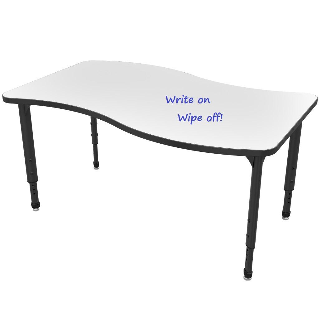 Apex Adjustable Height Collaborative Student Table with White Dry Erase Markerboard Top, 30" x 54" Wave
