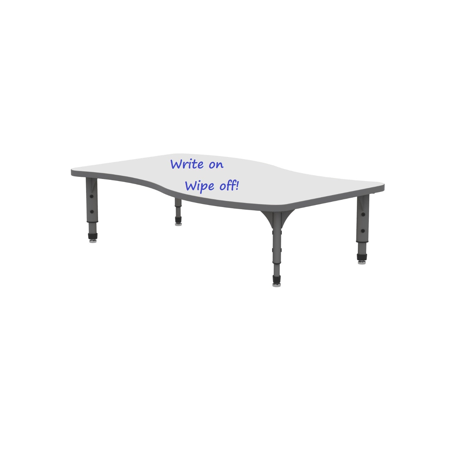 Adjustable Height Floor Activity Table with White Dry-Erase Markerboard Top, 30" x 54" Wave
