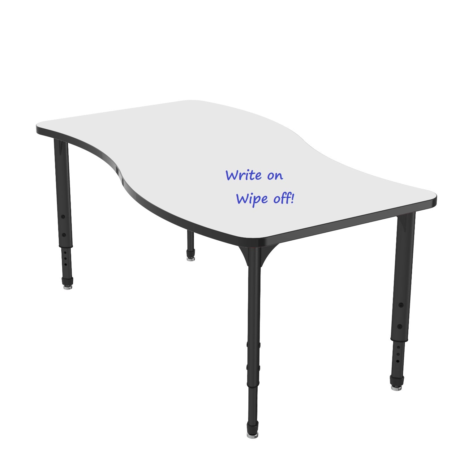 Apex Adjustable Height Collaborative Student Table with Dry Erase Laminate Markerboard Top, 30" x 60" Wave
