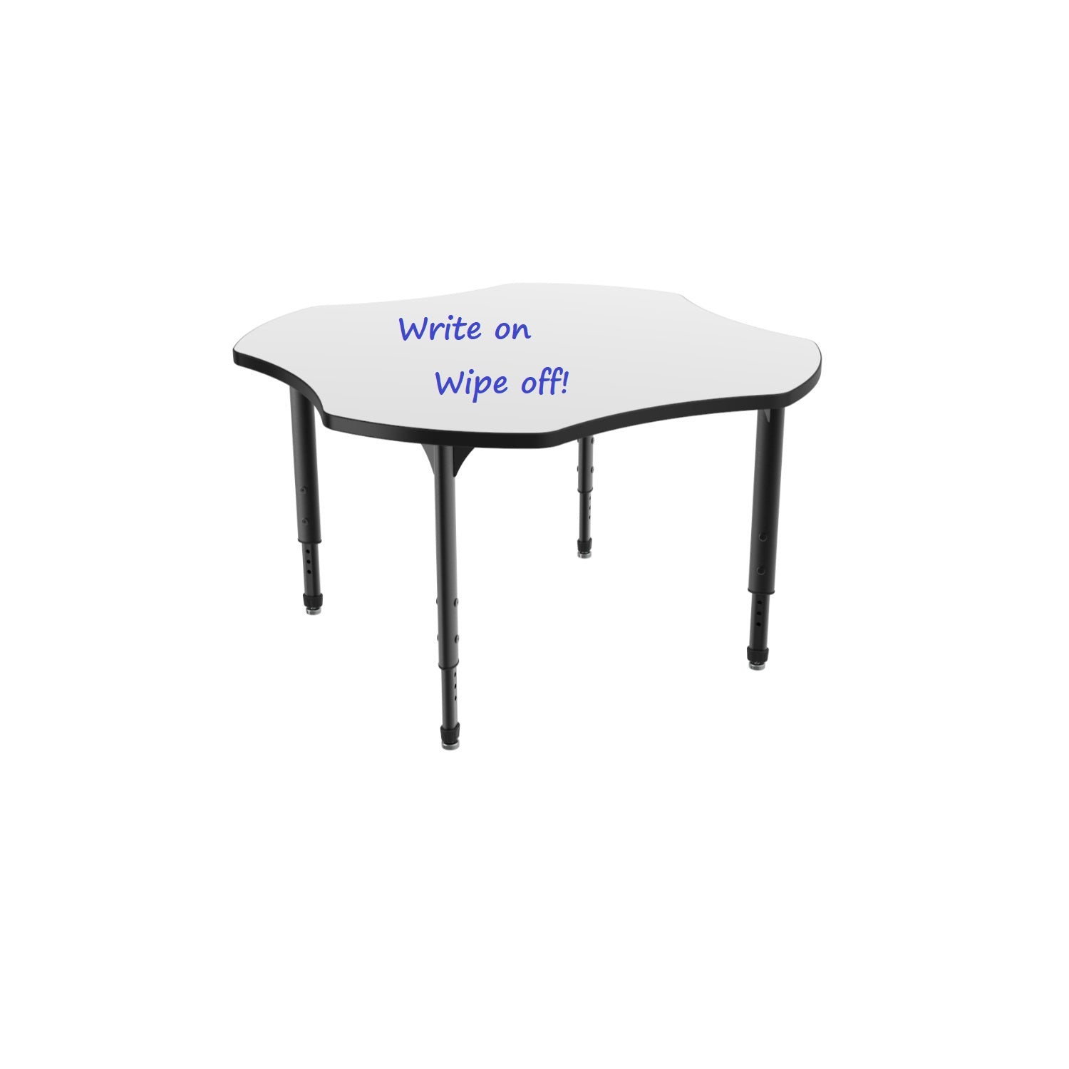 Apex Adjustable Height Collaborative Student Table with White Dry Erase Markerboard Top, 48" Clover