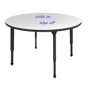 Apex Adjustable Height Collaborative Student Table with Dry Erase Laminate Markerboard Top, 48" Round