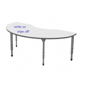 Apex Adjustable Height Collaborative Student Table with White Dry Erase Markerboard Top, 36" x 72" Kidney