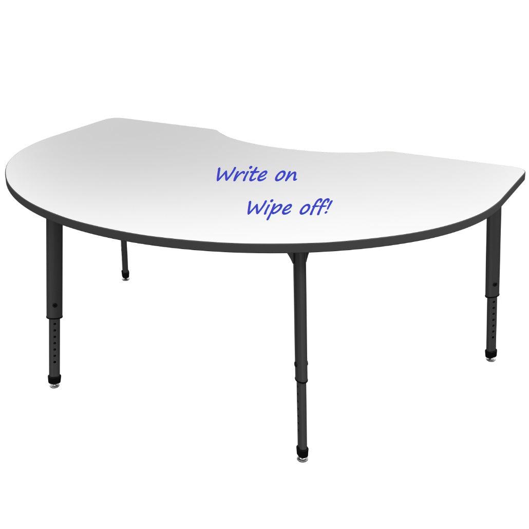 Apex Adjustable Height Collaborative Student Table with Dry Erase Laminate Markerboard Top, 48" x 72" Kidney