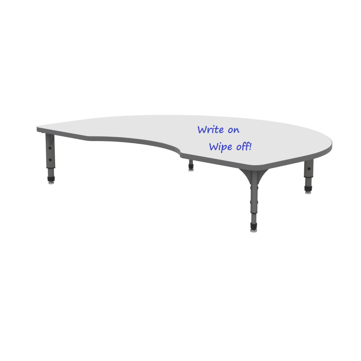 Adjustable Height Floor Activity Table with Dry-Erase Laminate Markerboard Top, 48" x 72" Kidney