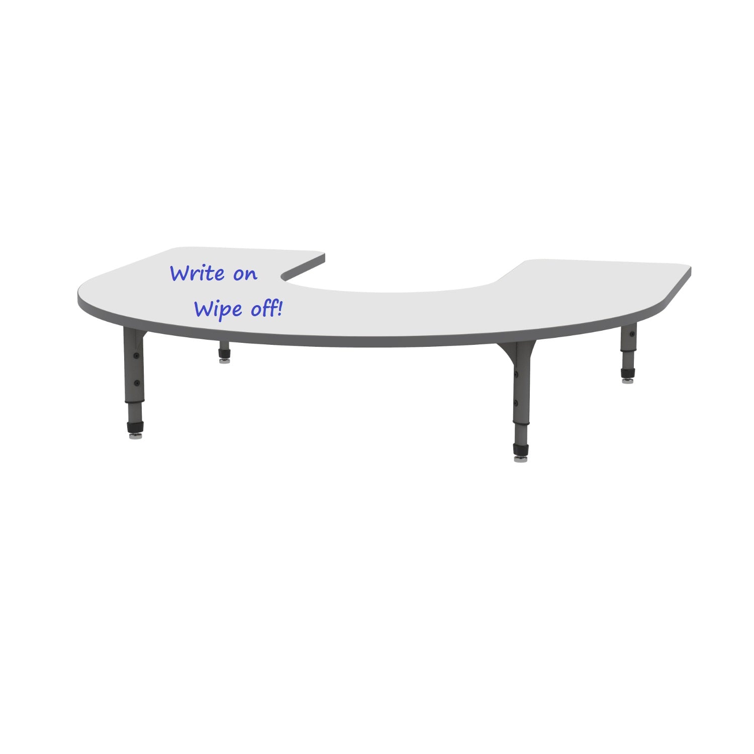 Adjustable Height Floor Activity Table with White Dry-Erase Markerboard Top, 60" x 66" Horseshoe