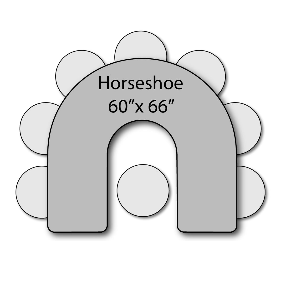 Adjustable Height Floor Activity Table with Dry-Erase Laminate Markerboard Top, 60" x 66" Horseshoe