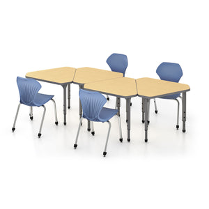 Apex Classroom Desk and Chair Package, 6 Gem Collaborative Student Desks with 6 Apex Stack Chairs