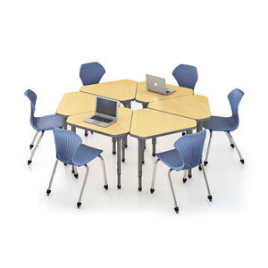 Apex Classroom Desk and Chair Package, 6 Gem Collaborative Student Desks with 6 Apex Stack Chairs