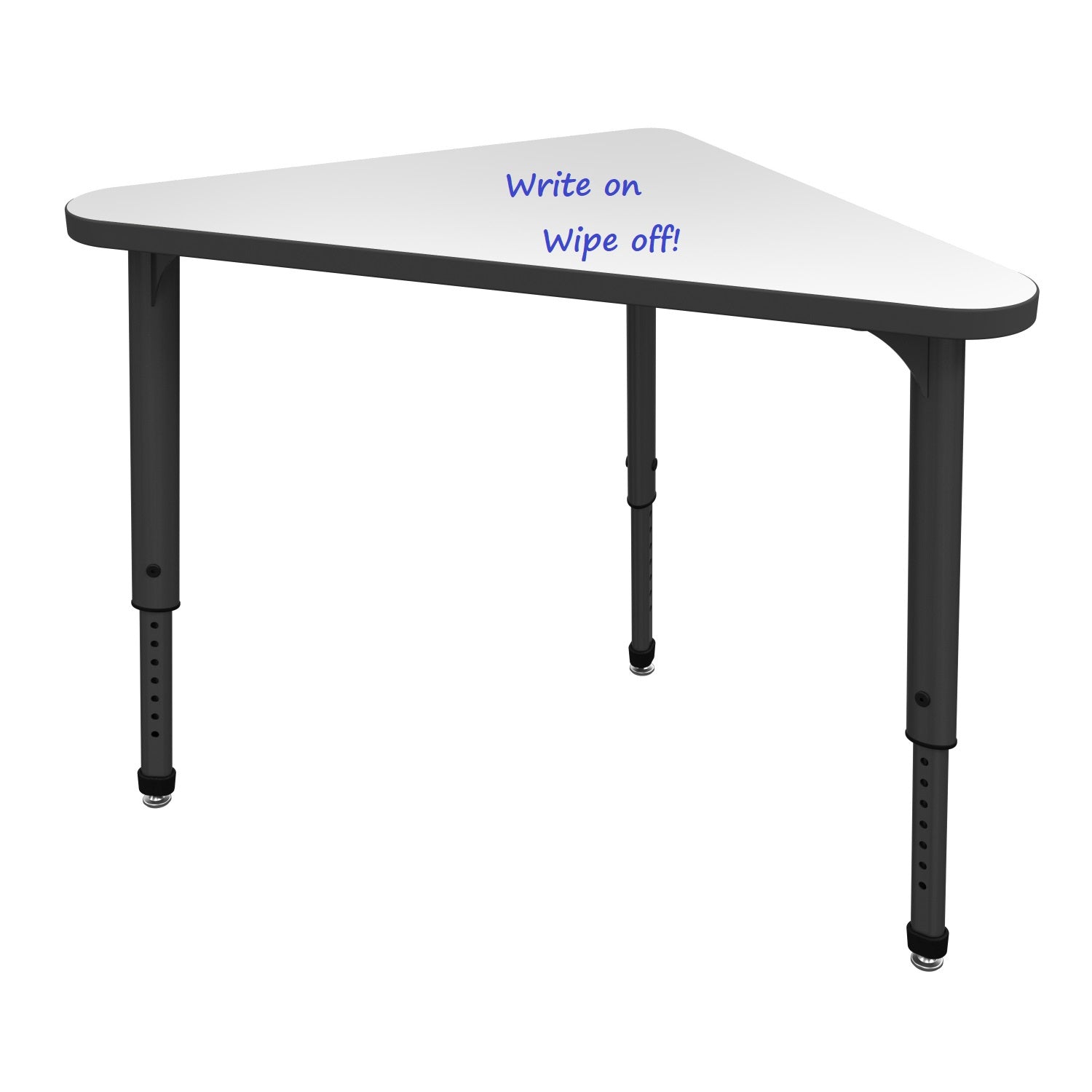 Apex Adjustable Height Collaborative Student Desk with White Dry Erase Markerboard Top, 23" x 40" Triangle
