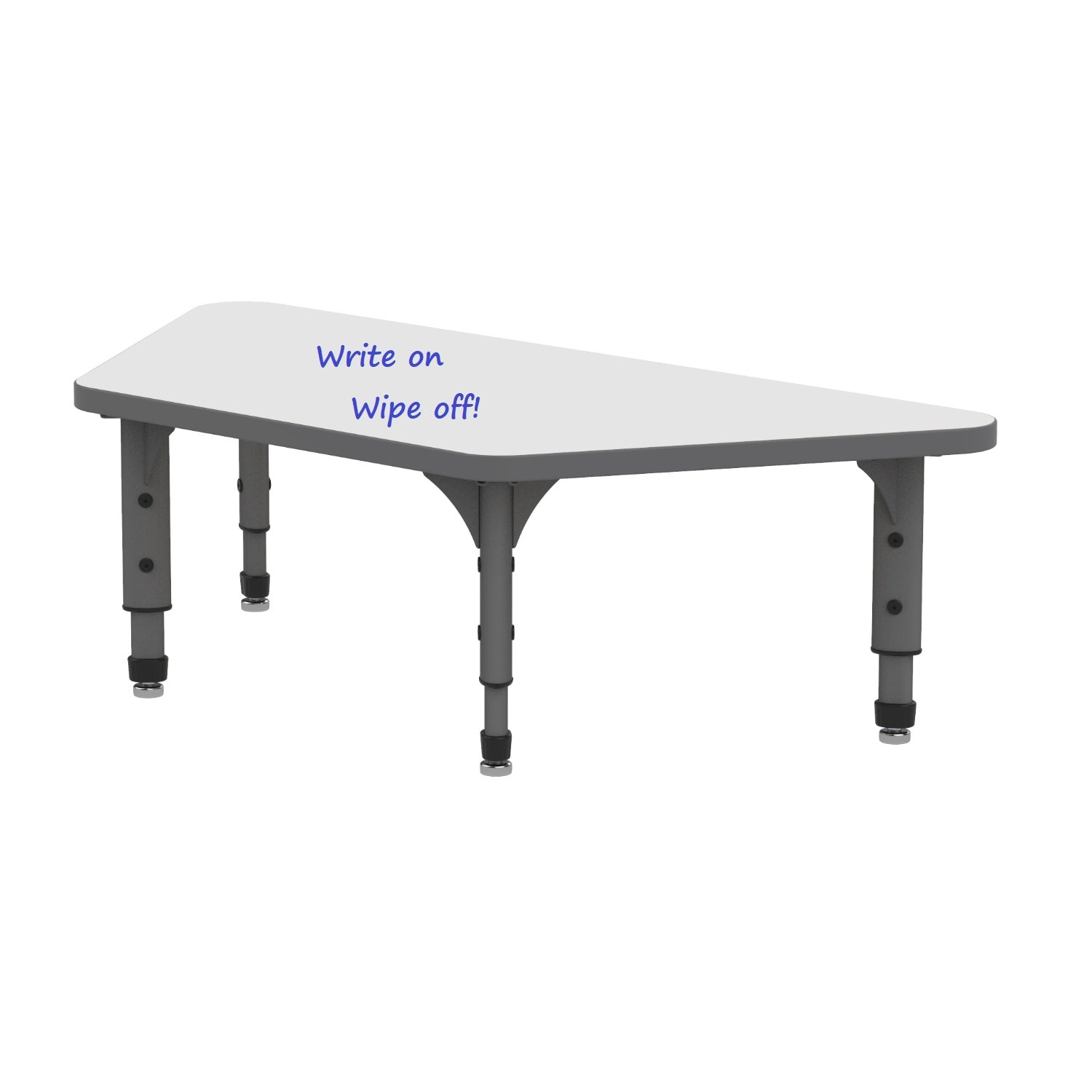Adjustable Height Floor Activity Table with Dry-Erase Laminate Markerboard Top, 24" x 48" Trapezoid
