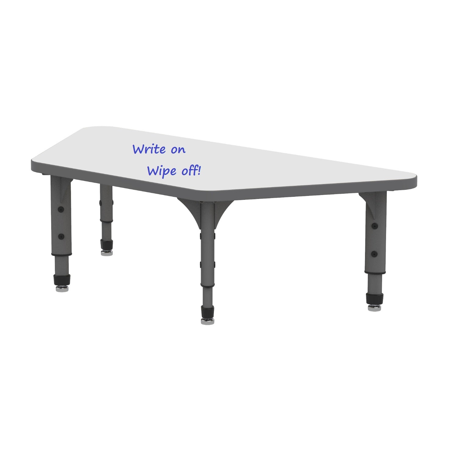 Adjustable Height Floor Activity Table with White Dry-Erase Markerboard Top, 24" x 48" Trapezoid