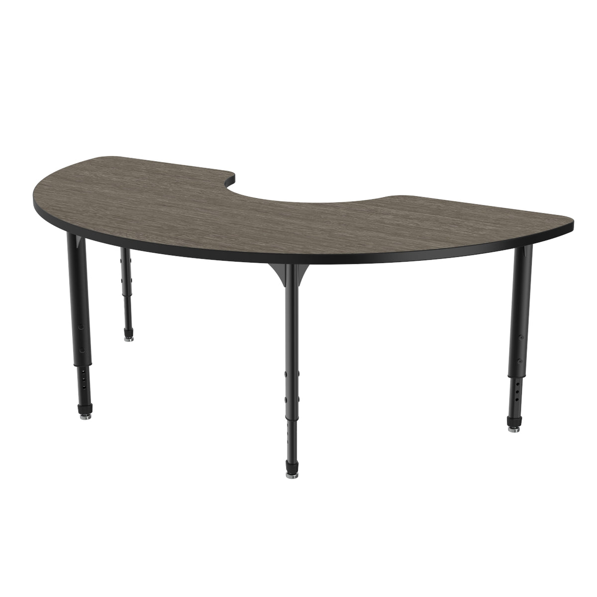 Apex Adjustable Height Collaborative Student Table, 36" x 72" Half Moon
