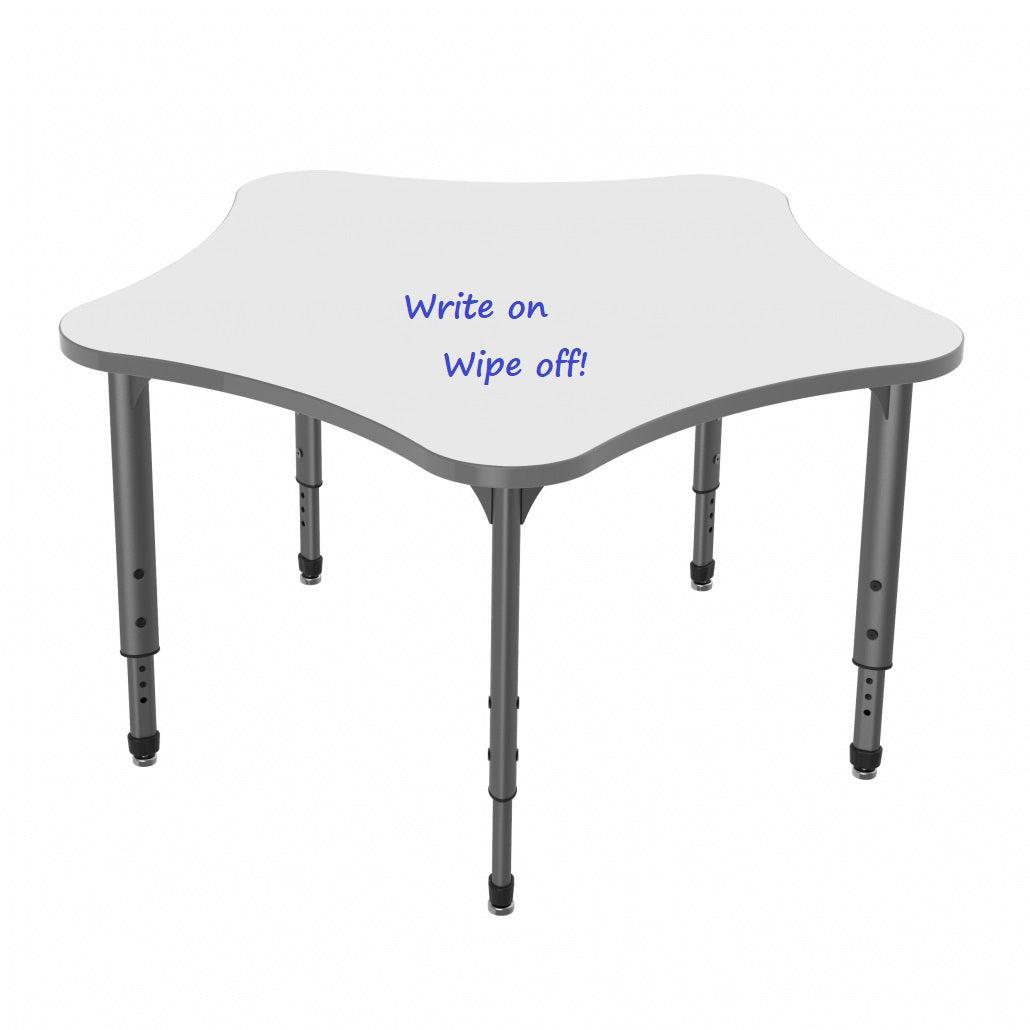 Apex Adjustable Height Collaborative Student Table with White Dry Erase Markerboard Top, 48" 5 Star